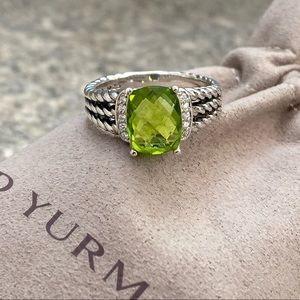 David Yurman Sterling Wheaton Peridot Ring Siz e 8